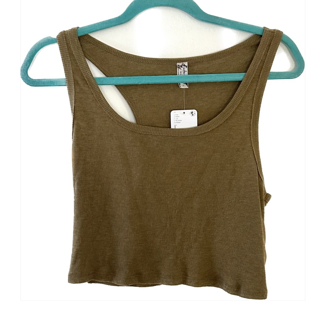 NWT Free People Olive Green Cropped Tank Top